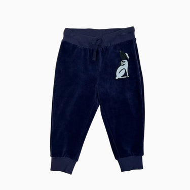Jogger marine 'lapin' en velours 68-74CM 6-12M