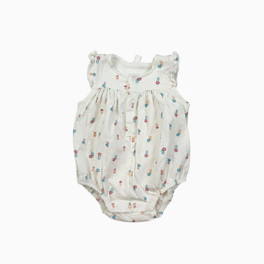 Barboteuse en coton fleurs 3M
