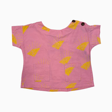 Blouse rose 'soleils' 6-12M