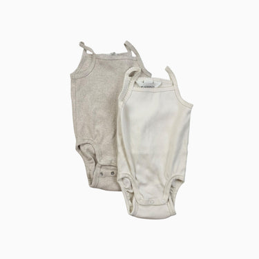 Duo de cache-couches cami blanc et greige côtelé 6-9M
