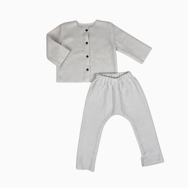 Ensemble blanc cassé veste et pantalon en peluche 12M