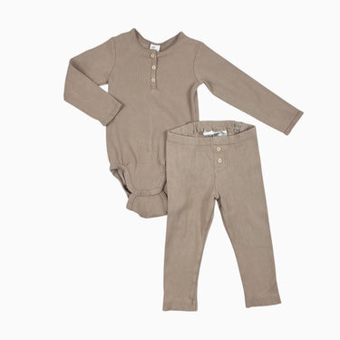 Ensemble sable body et legging côtelé en coton bio 12-18M