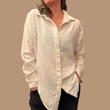 Blouse blanche en mousseline de coton bio pour femmes S