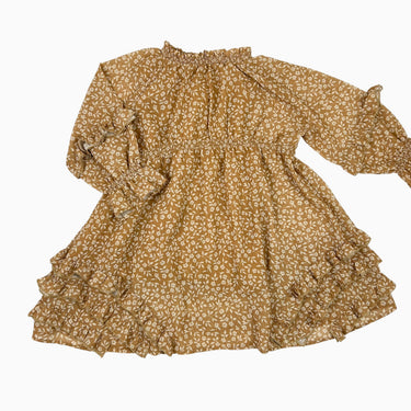 Robe caramel fleurie en voile viscose 4Y