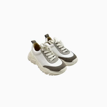 Sneakers blanches et taupes à lacet en cuir 29EU