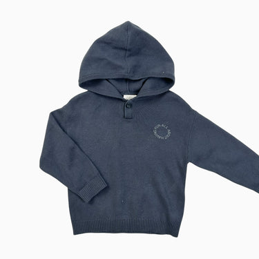 Pull à capuchon anthracite en tricot 'Having Fun' 18-24M