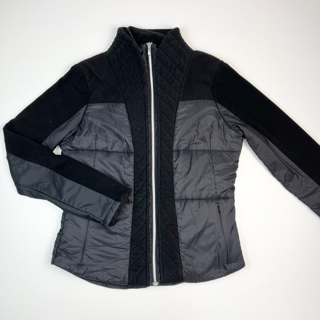 Manteau noir en polar et nylon pour femmes 10us