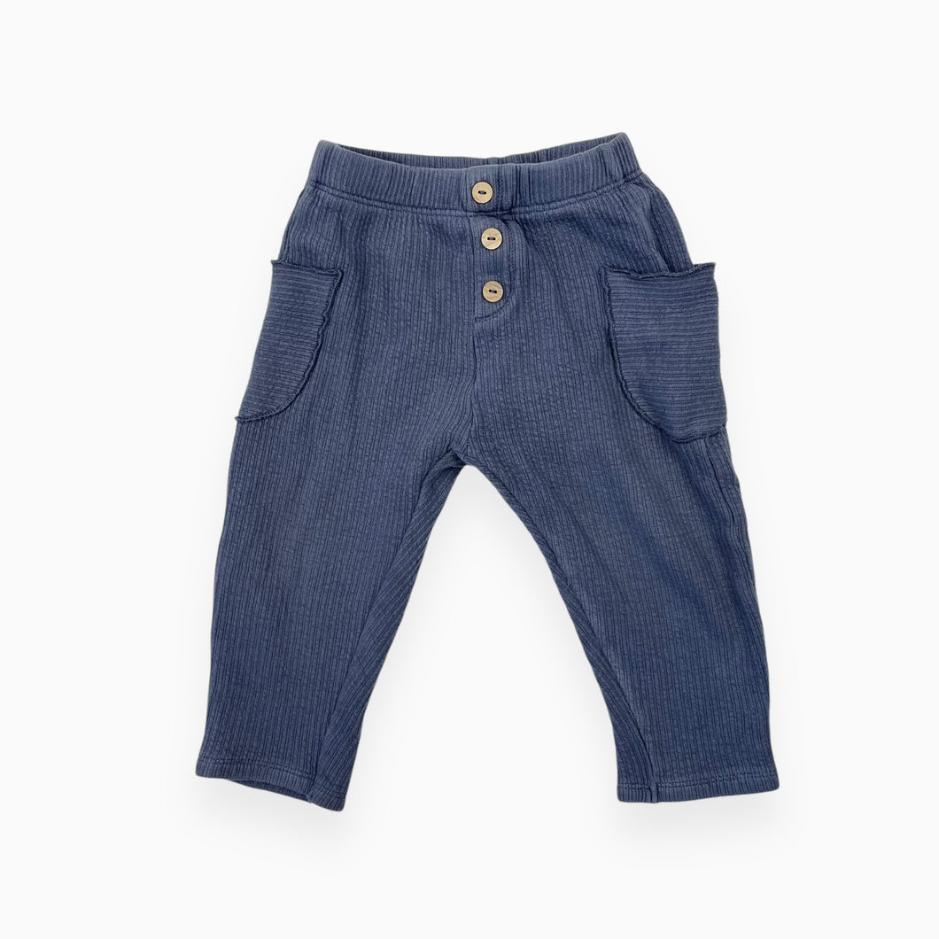 Pantalon bleu acier en coton cotelé avec poches latérales 18-24M