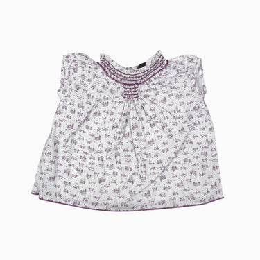 Blouse blanche à motifs prune avec smock 3Y
