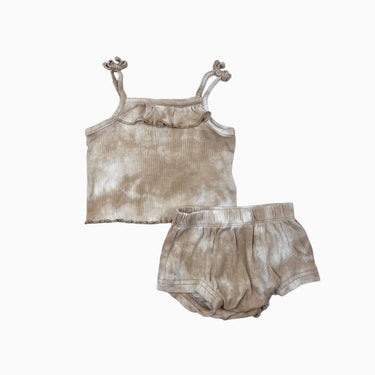 Ensemble tye die beige côtelé 6-12M