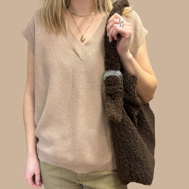 Débardeur cassonade en tricot de laine et coton pour femmes XS