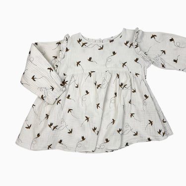 Blouse vanille 'oiseaux' en mousseline 8-9Y
