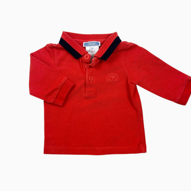 Chandail style polo rouge en coton piqué 6M