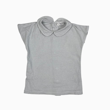 T-shirt à col claudine à rayures grises 24M