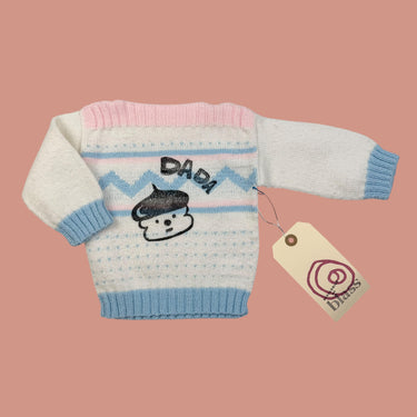 Pull Dada blanc/rose/bleu 6-12M