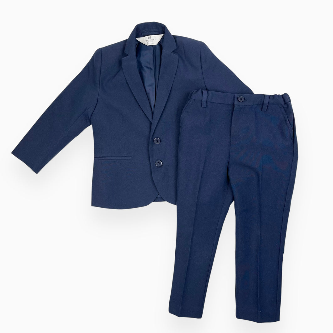 Blazer et pantalon habillé bleu marine en poly 2-3Y