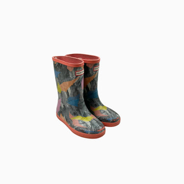 Bottes de pluie grises et corails à motifs colorées 12US