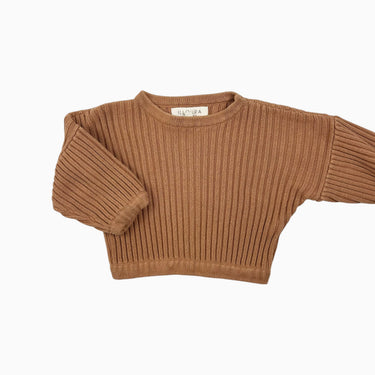 Pull terracotta en tricot de coton cotelé 2Y