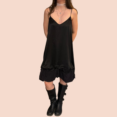 Robe noire en soie pour femmes M-L