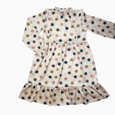 Robe rose satinée en poly recyclée 'étoiles' 12Y