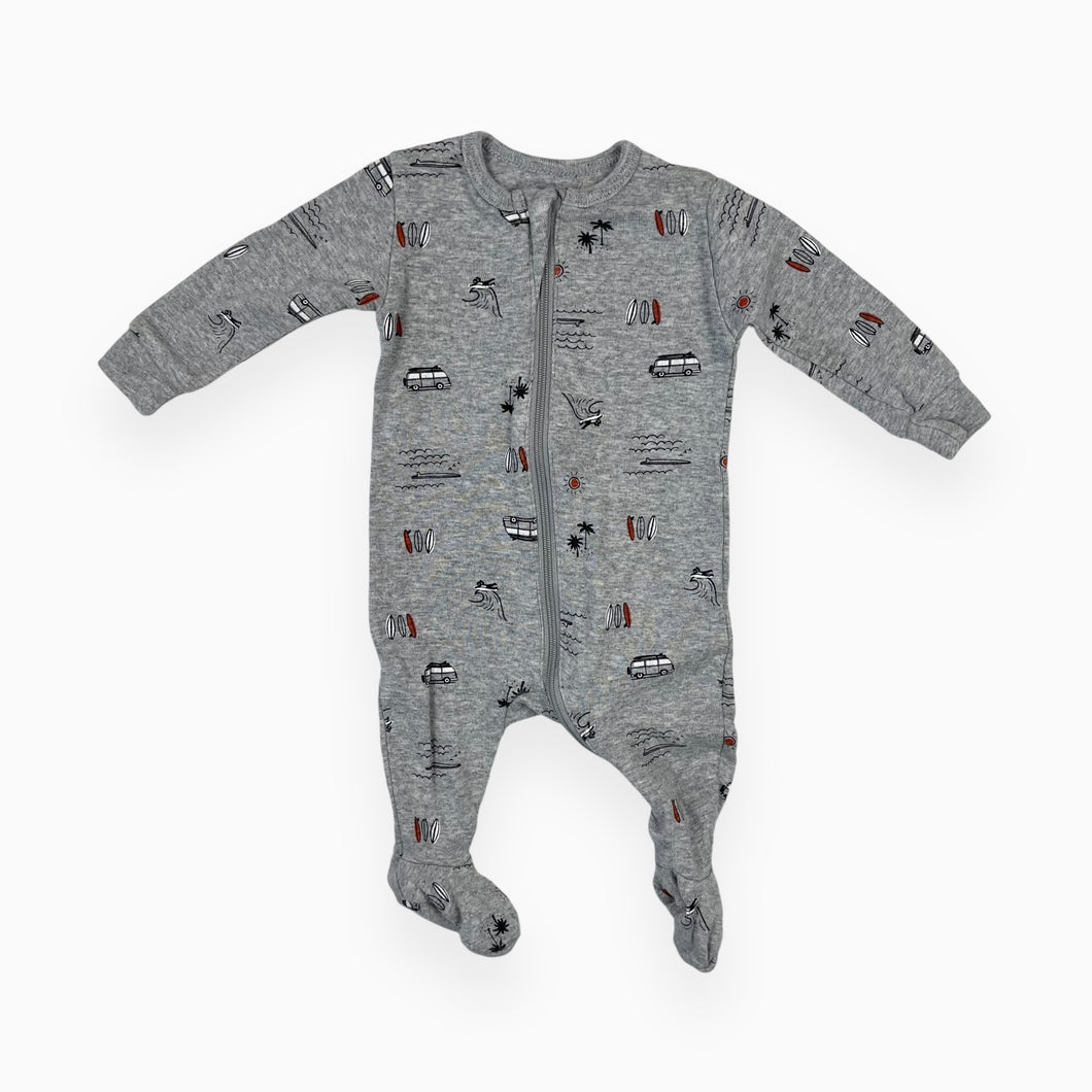 Pyjama gris en coton motif surf-van NB