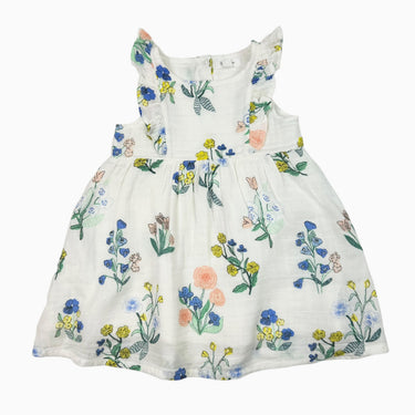 Robe blanche fleurie en mousseline 18-24M