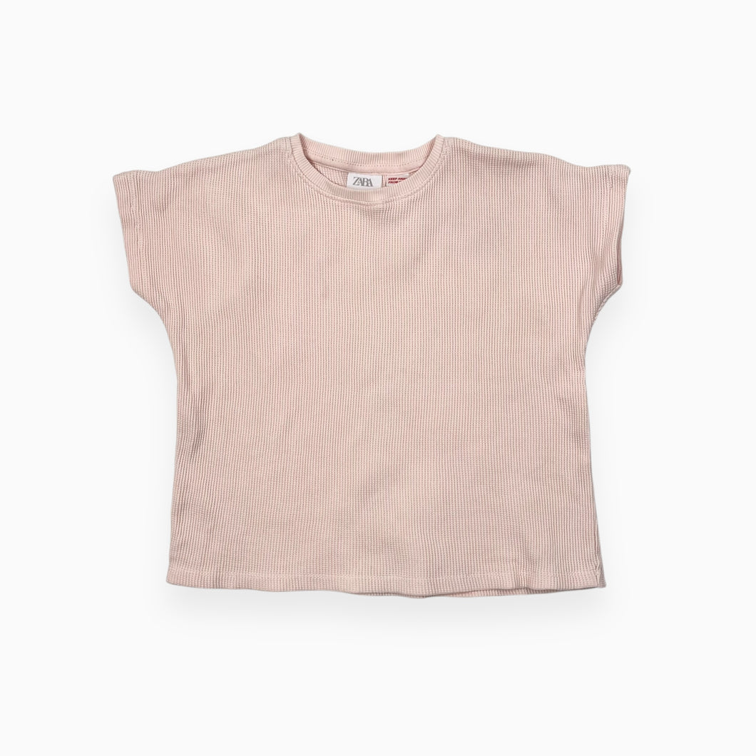 T-shirt rose gaufré en coton 3-4Y