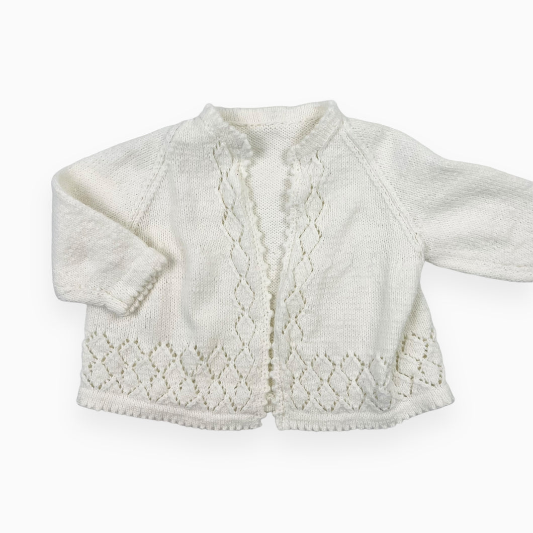 Cardigan crème fait main en tricot 6-12M