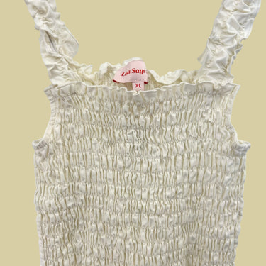 Robe vanille avec smock en lin et coton pour femmes XL