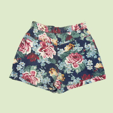 Short vintage en jeans fleuri pour femmes S