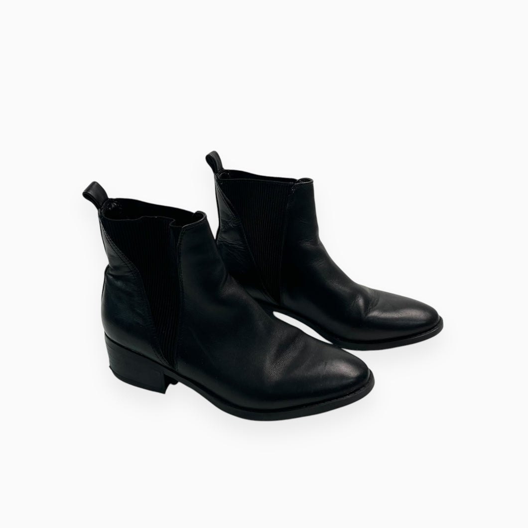 Bottillons noirs en cuir avec petits talons pour femmes 6 US