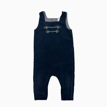 Salopette marine avec broderie argentée en corduroy 'casse-noisette' 12M