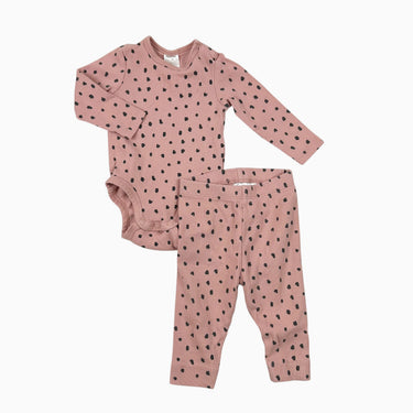 Ensemble rose à pois côtelé 2-4M