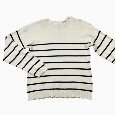 Pull vanille à rayures marine en tricot 12Y