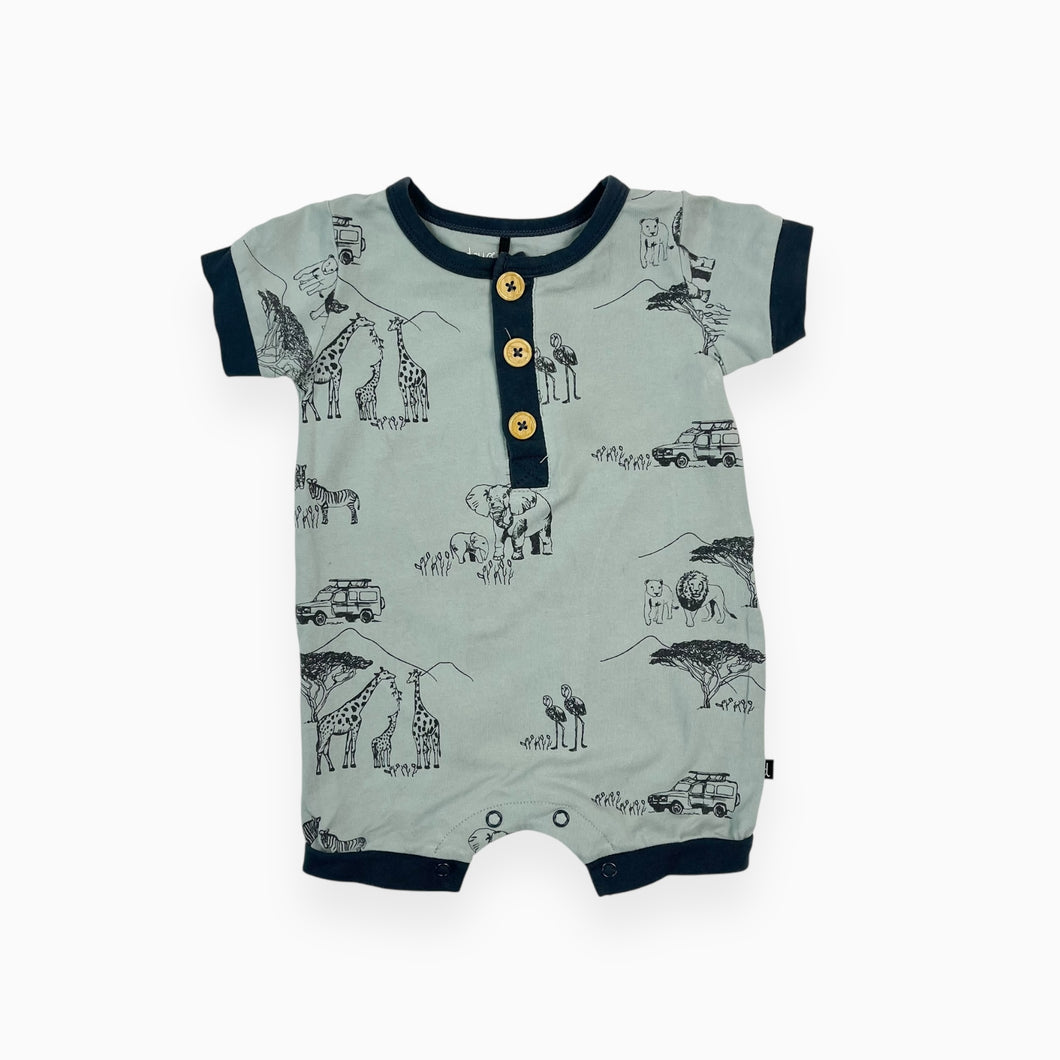 Combi short en coton bio à imprimé animaux de la jungle 6M