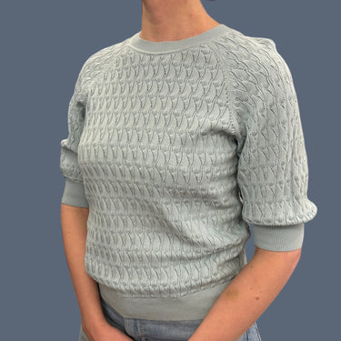 Pull bleu ciel en tricot en coton et modal lenzing pour femmes S