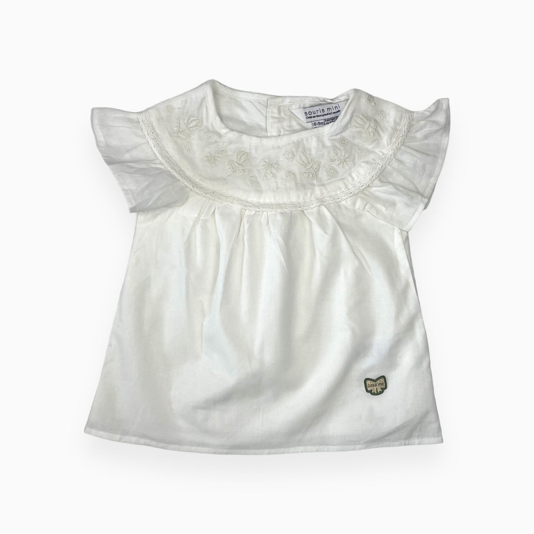 Robe crème avec broderie 6-9M