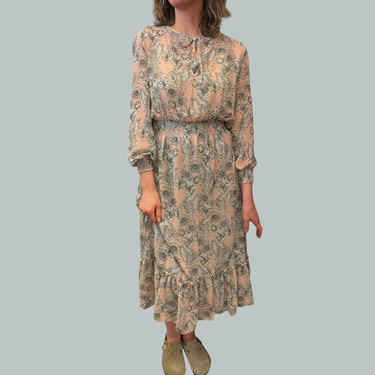 Robe rose maxi à fleurs grises pour femmes M