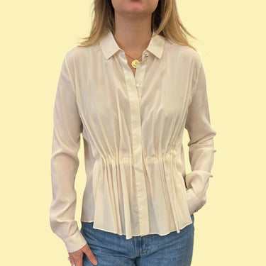 Blouse vanille en soie et poly pour femmes 6US