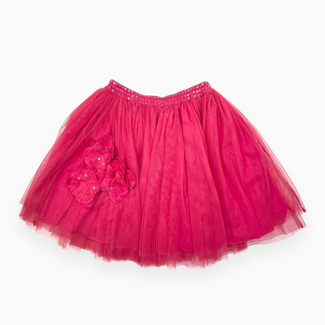 Jupe tutu 'Isadora' en tulle fuschia doublée en coton avec paillettes à la taille 12Y