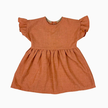 Robe terracotta en lin mélangé S 2-3Y