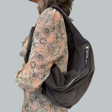 Sac à main gris en velours pour femmes