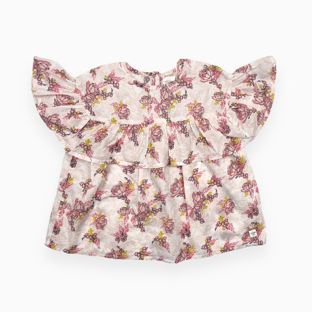 Blouse en coton avec volants à motifs de roses 5Y