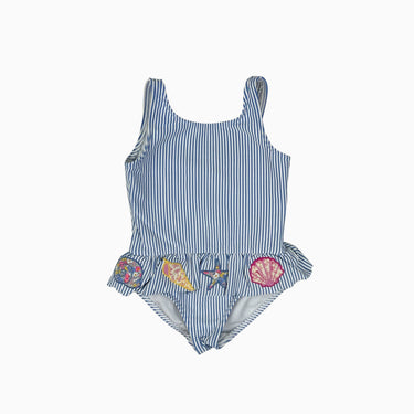 Maillot rayé bleu 'coquillages' 2-3Y