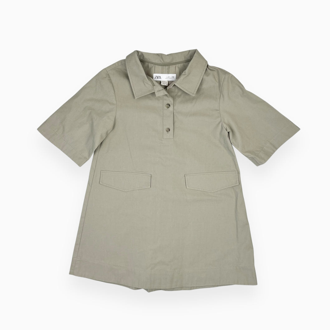 Robe vert d'eau à col chemise en coton 9Y