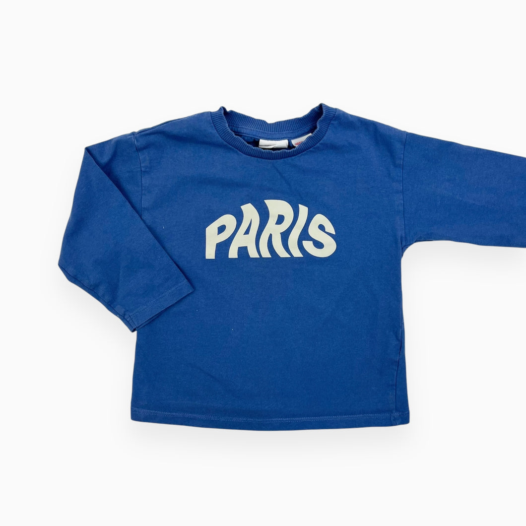 Chandail bleu periwinkle 'Paris en coton 18-24M