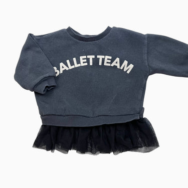 Pull charcoal 'Ballet Team' avec tulle 9-12M