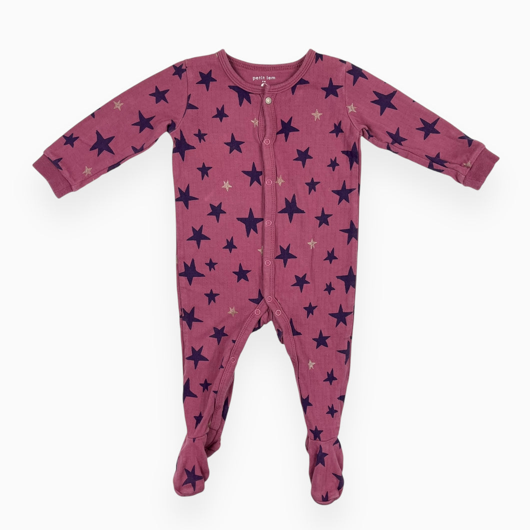 Pyjama framboise en coton piqué à motif étoilé 9M