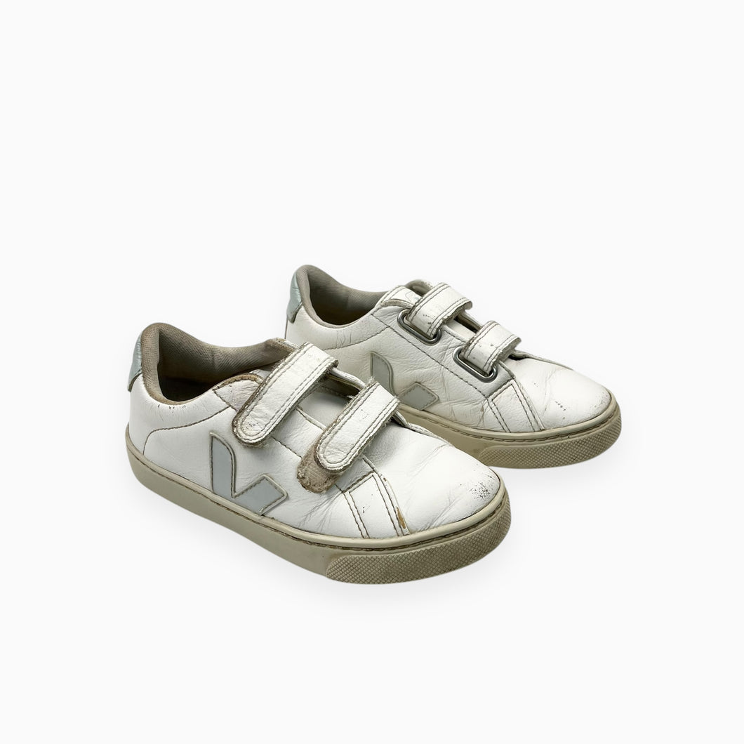 Sneakers blanc en cuir à velcro avec logo menthe 31 EUR - 13.5 US