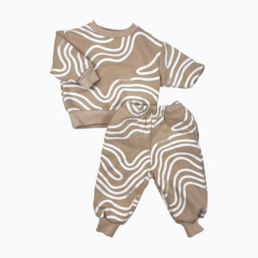 Pull et jogger sable 'vagues' 6-12M